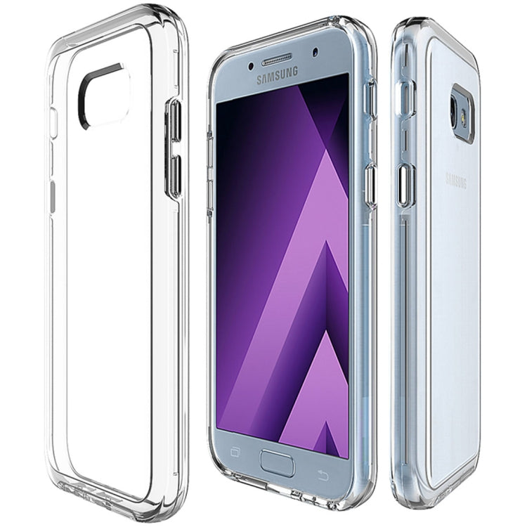 For Galaxy A5 (2017) PC + TPU Chrome Plated Press Button Transparent Protective Back Cover Case(Transparent)