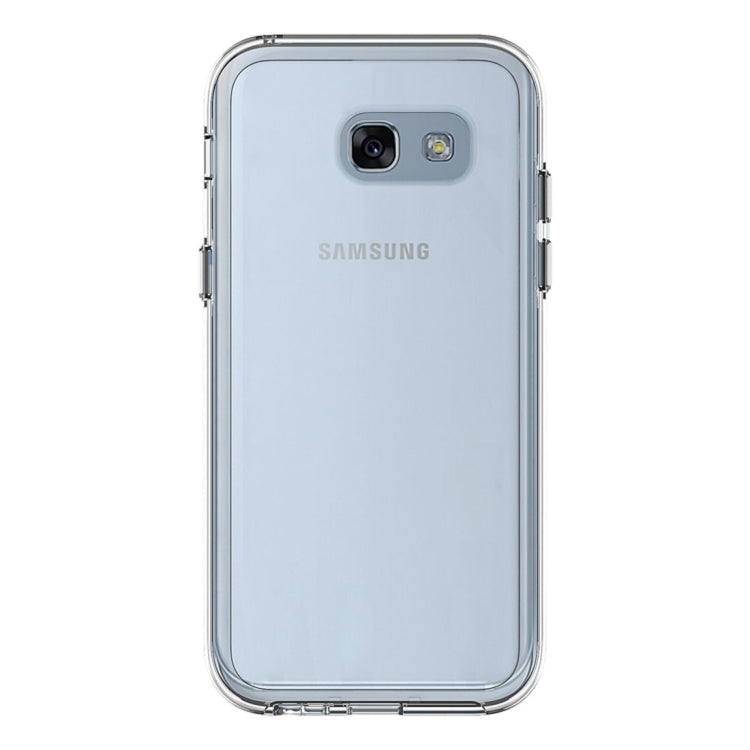 For Galaxy A5 (2017) PC + TPU Chrome Plated Press Button Transparent Protective Back Cover Case(Transparent)
