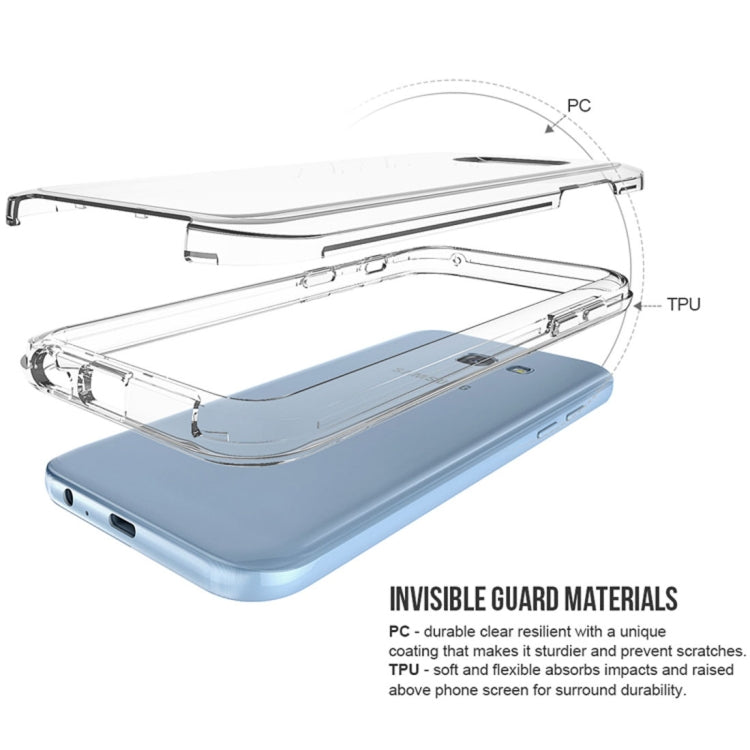 For Galaxy A5 (2017) PC + TPU Chrome Plated Press Button Transparent Protective Back Cover Case(Transparent)