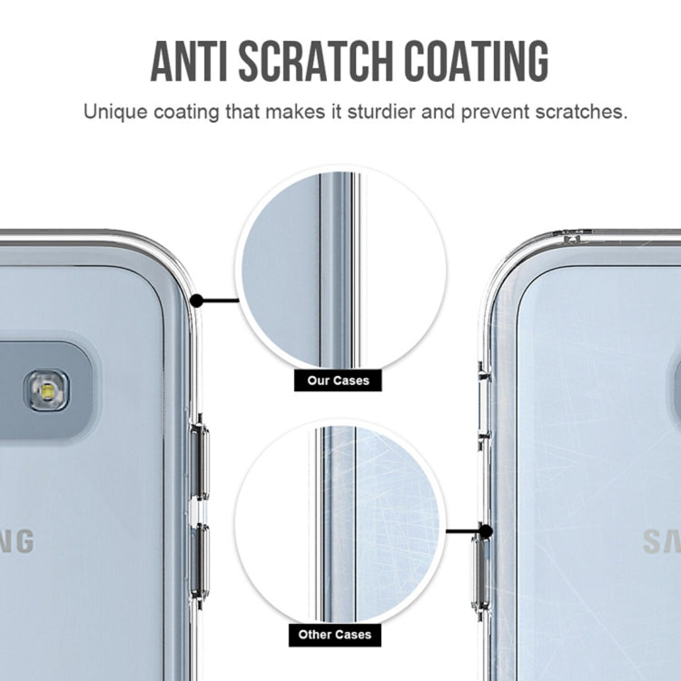 For Galaxy A5 (2017) PC + TPU Chrome Plated Press Button Transparent Protective Back Cover Case(Transparent)