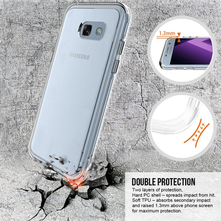 For Galaxy A5 (2017) PC + TPU Chrome Plated Press Button Transparent Protective Back Cover Case(Transparent)