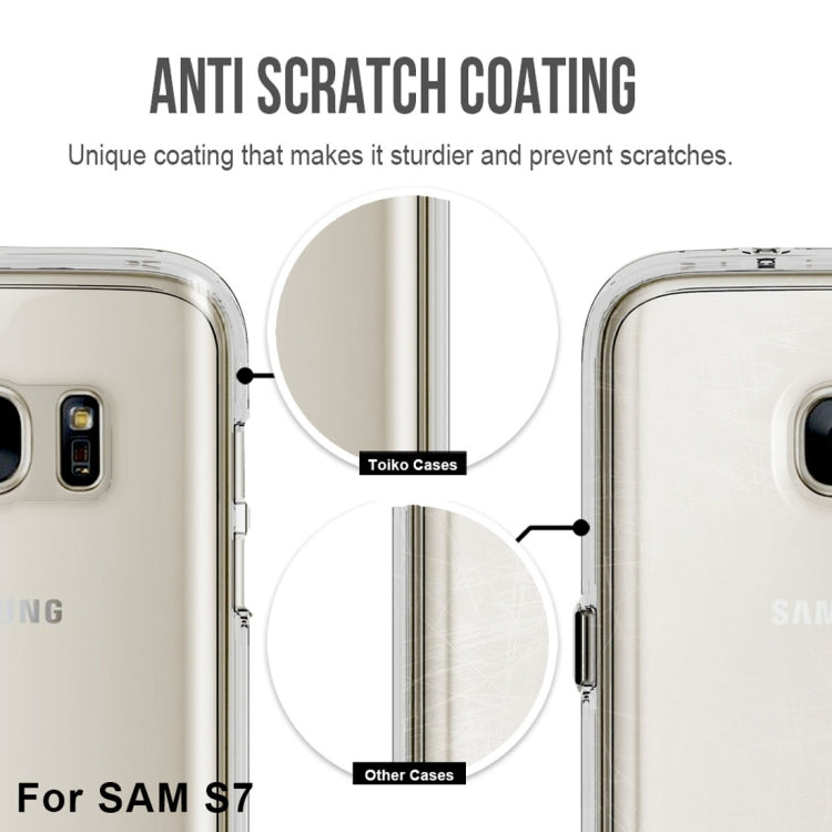 For Galaxy S7 PC + TPU Chrome Plated Press Button Transparent Protective Back Cover Case(Transparent)