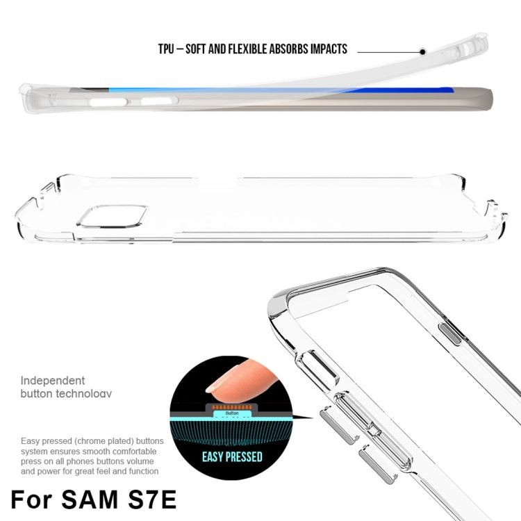 For Galaxy S7 Edge PC + TPU Chrome Plated Press Button Transparent Protective Back Cover Case(Transparent)
