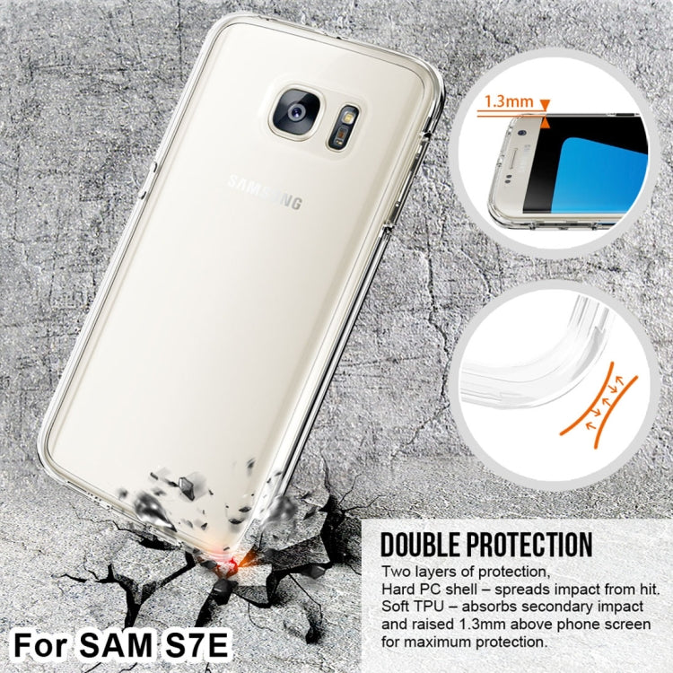 For Galaxy S7 Edge PC + TPU Chrome Plated Press Button Transparent Protective Back Cover Case(Transparent)