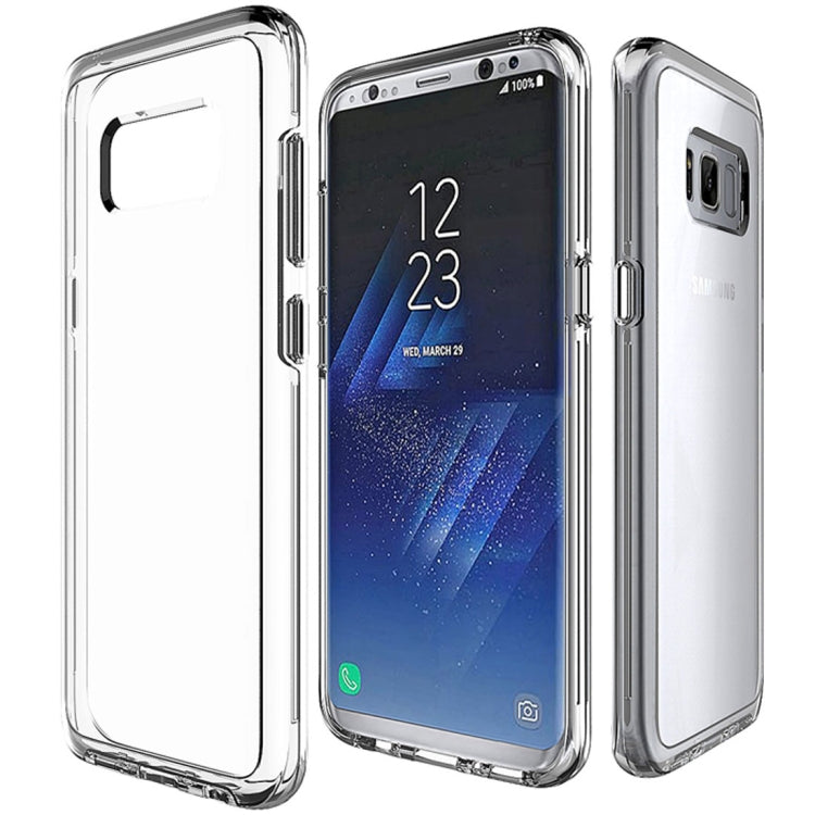 For Galaxy S8 PC + TPU Chrome Plated Press Button Transparent Protective Back Cover Case(Transparent)
