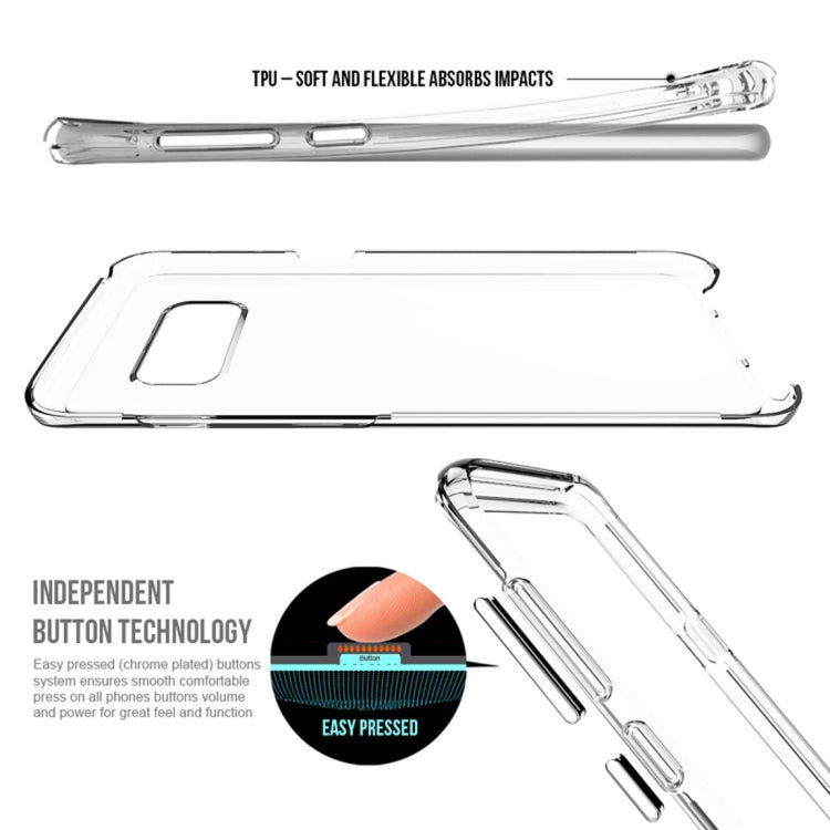 For Galaxy S8 PC + TPU Chrome Plated Press Button Transparent Protective Back Cover Case(Transparent)