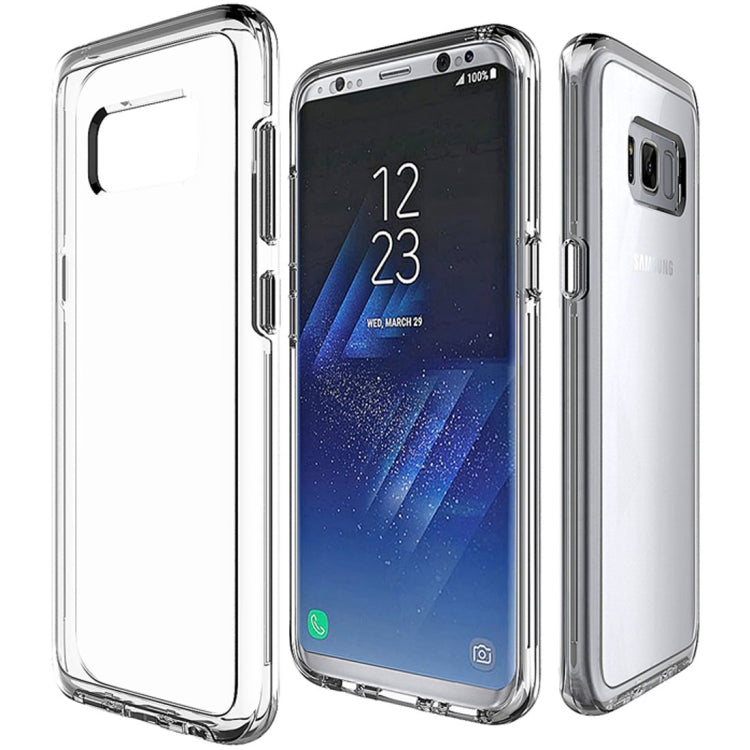 For Galaxy S8+ / G955 PC + TPU Chrome Plated Press Button Transparent Protective Back Cover Case(Transparent)