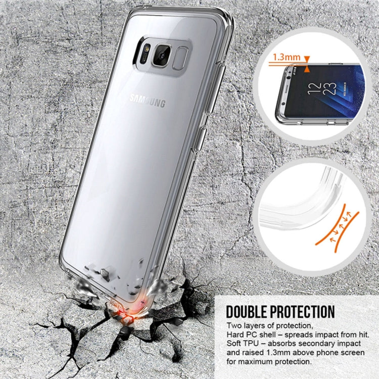 For Galaxy S8+ / G955 PC + TPU Chrome Plated Press Button Transparent Protective Back Cover Case(Transparent)