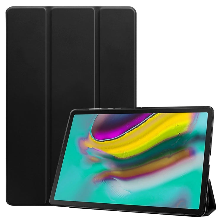 Plain Weave Texture Translucent Leather Case for Galaxy Tab S5e 10.5 T720 / T725, with 3-folding Holder & Sleep / Wake-up Function