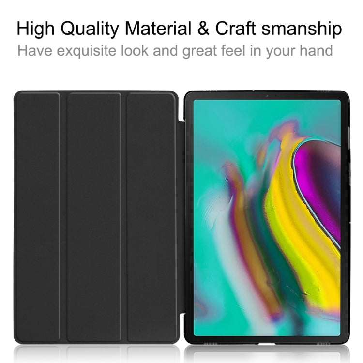 Plain Weave Texture Translucent Leather Case for Galaxy Tab S5e 10.5 T720 / T725, with 3-folding Holder & Sleep / Wake-up Function