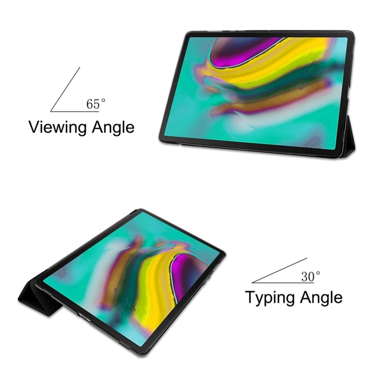 Plain Weave Texture Translucent Leather Case for Galaxy Tab S5e 10.5 T720 / T725, with 3-folding Holder & Sleep / Wake-up Function