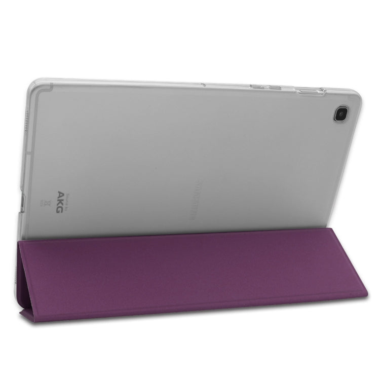 Plain Weave Texture Translucent Leather Case for Galaxy Tab S5e 10.5 T720 / T725, with 3-folding Holder & Sleep / Wake-up Function