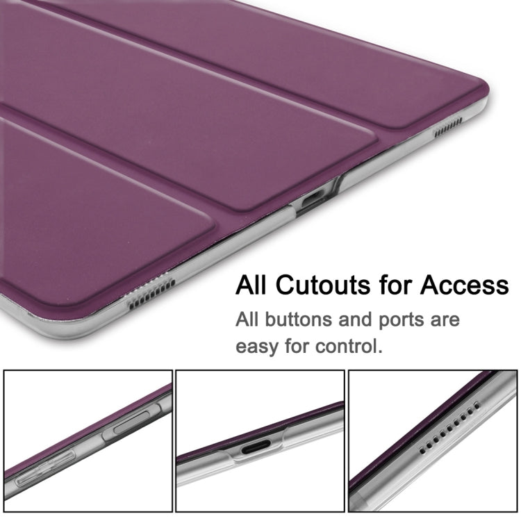 Plain Weave Texture Translucent Leather Case for Galaxy Tab S5e 10.5 T720 / T725, with 3-folding Holder & Sleep / Wake-up Function