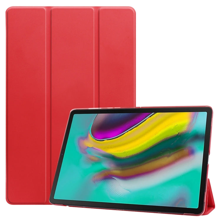 Plain Weave Texture Translucent Leather Case for Galaxy Tab S5e 10.5 T720 / T725, with 3-folding Holder & Sleep / Wake-up Function