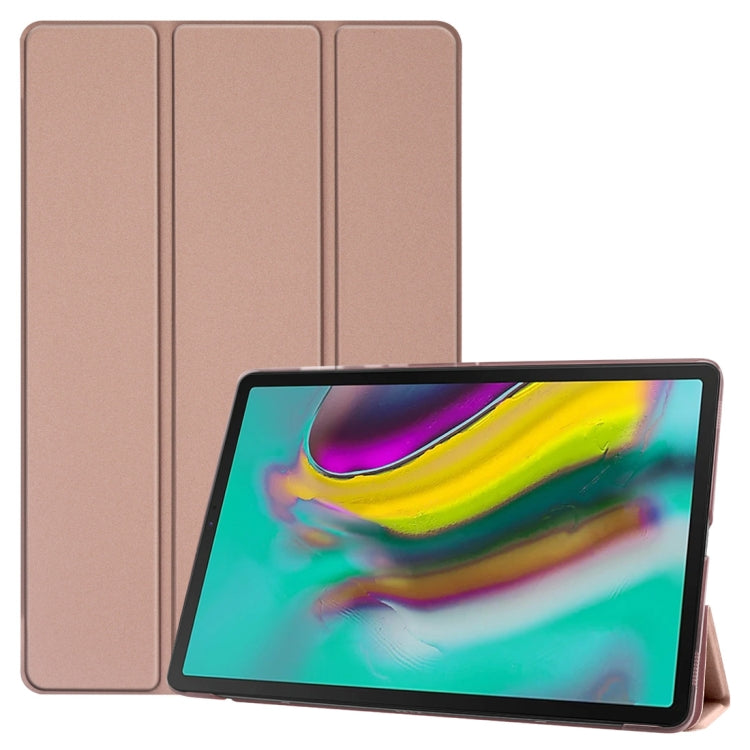 Plain Weave Texture Translucent Leather Case for Galaxy Tab S5e 10.5 T720 / T725, with 3-folding Holder & Sleep / Wake-up Function