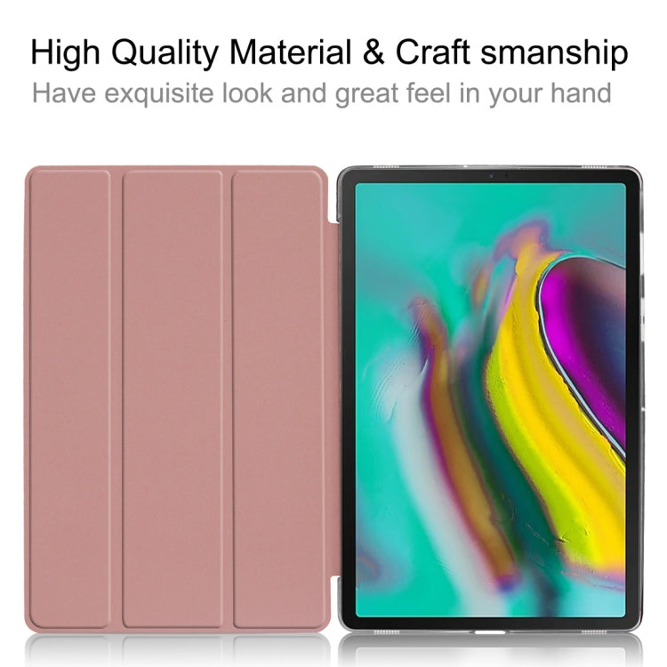 Plain Weave Texture Translucent Leather Case for Galaxy Tab S5e 10.5 T720 / T725, with 3-folding Holder & Sleep / Wake-up Function