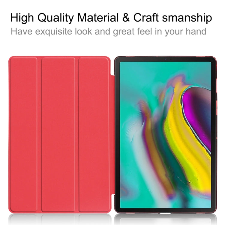 Plain Weave Texture Translucent Leather Case for Galaxy Tab S5e 10.5 T720 / T725, with 3-folding Holder & Sleep / Wake-up Function