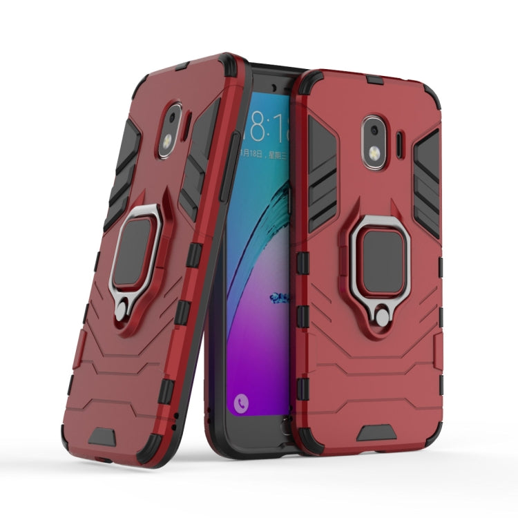 PC + TPU Shockproof Protective Case with Magnetic Ring Holder for Galaxy J2 Pro (2018)(Red)