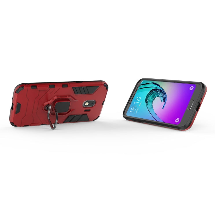 PC + TPU Shockproof Protective Case with Magnetic Ring Holder for Galaxy J2 Pro (2018)(Red)