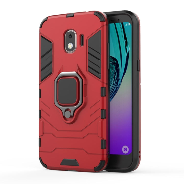 PC + TPU Shockproof Protective Case with Magnetic Ring Holder for Galaxy J2 Pro (2018)(Red)