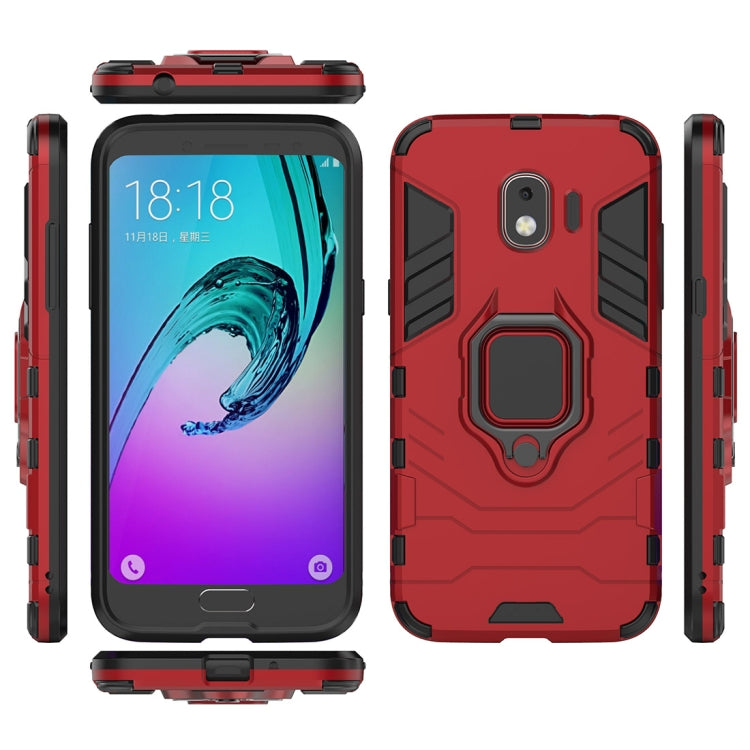 PC + TPU Shockproof Protective Case with Magnetic Ring Holder for Galaxy J2 Pro (2018)(Red)