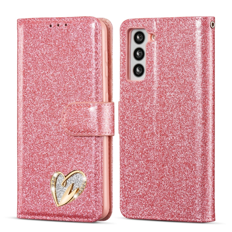 For Samsung Galaxy S21+ 5G Glitter Powder Love Leather Phone Case