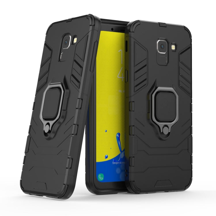 PC + TPU Shockproof Protective Case with Magnetic Ring Holder for Galaxy J6 (2018)