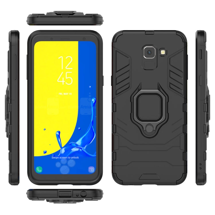 PC + TPU Shockproof Protective Case with Magnetic Ring Holder for Galaxy J6 (2018)