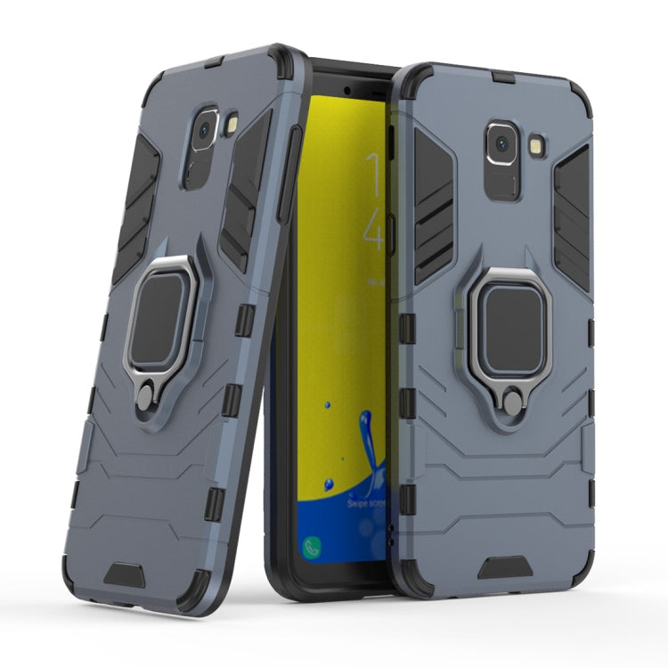 PC + TPU Shockproof Protective Case with Magnetic Ring Holder for Galaxy J6 (2018)