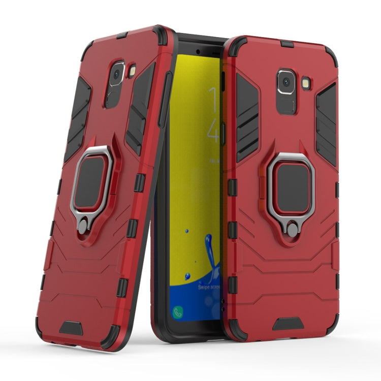 PC + TPU Shockproof Protective Case with Magnetic Ring Holder for Galaxy J6 (2018)