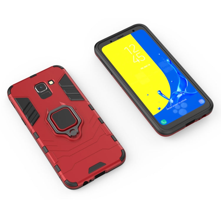 PC + TPU Shockproof Protective Case with Magnetic Ring Holder for Galaxy J6 (2018)