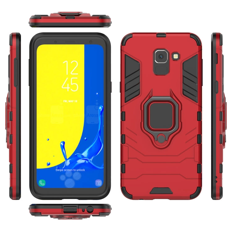 PC + TPU Shockproof Protective Case with Magnetic Ring Holder for Galaxy J6 (2018)