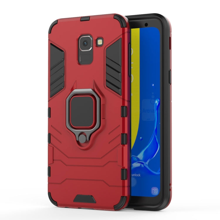 PC + TPU Shockproof Protective Case with Magnetic Ring Holder for Galaxy J6 (2018)