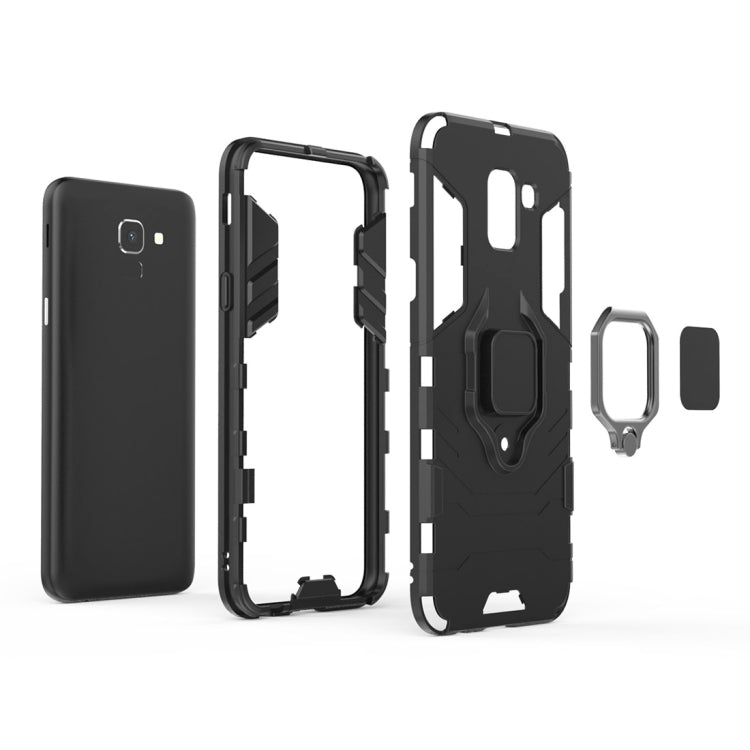 PC + TPU Shockproof Protective Case with Magnetic Ring Holder for Galaxy J6 (2018)