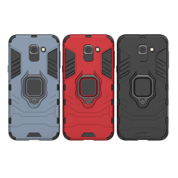 PC + TPU Shockproof Protective Case with Magnetic Ring Holder for Galaxy J6 (2018)