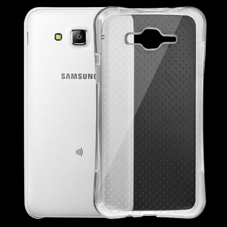 For Galaxy J7 / J700 Shock-resistant Cushion TPU Protective Case(Transparent)