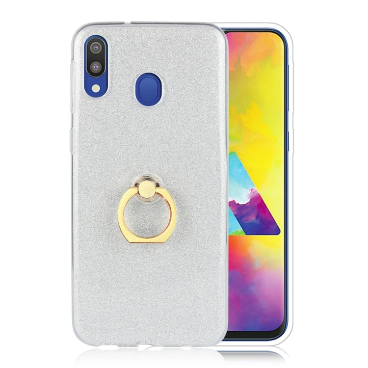 Glittery Powder Shockproof TPU Protective Case for Galaxy M30, with 360 Degree Rotation Ring Holder