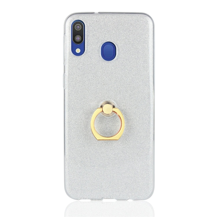Glittery Powder Shockproof TPU Protective Case for Galaxy M30, with 360 Degree Rotation Ring Holder