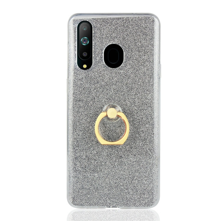 Glittery Powder Shockproof TPU Protective Case for Galaxy A8s, with 360 Degree Rotation Ring Holder