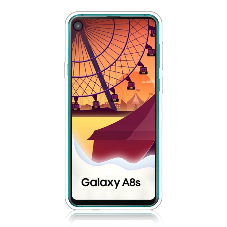 Glittery Powder Shockproof TPU Protective Case for Galaxy A8s, with 360 Degree Rotation Ring Holder