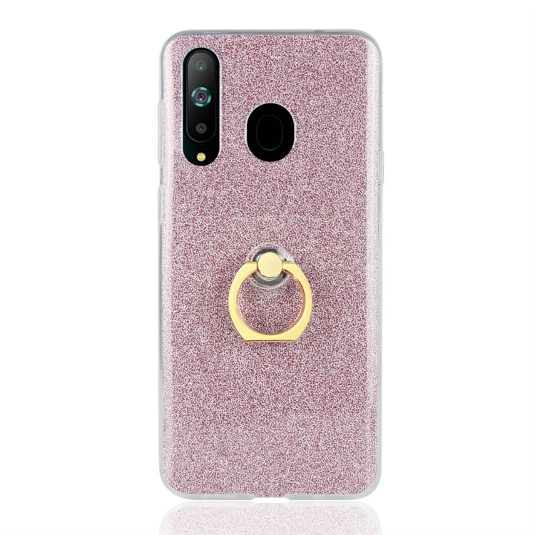 Glittery Powder Shockproof TPU Protective Case for Galaxy A8s, with 360 Degree Rotation Ring Holder