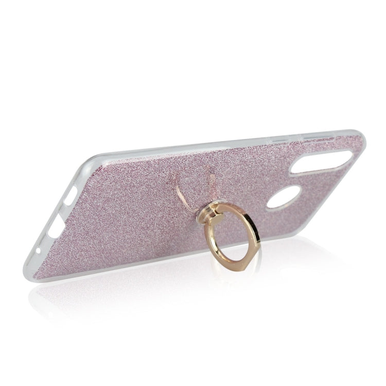 Glittery Powder Shockproof TPU Protective Case for Galaxy A8s, with 360 Degree Rotation Ring Holder