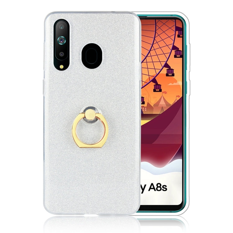 Glittery Powder Shockproof TPU Protective Case for Galaxy A8s, with 360 Degree Rotation Ring Holder