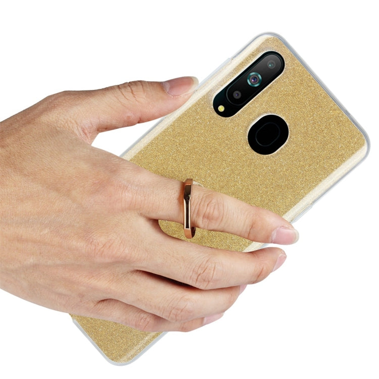 Glittery Powder Shockproof TPU Protective Case for Galaxy A8s, with 360 Degree Rotation Ring Holder
