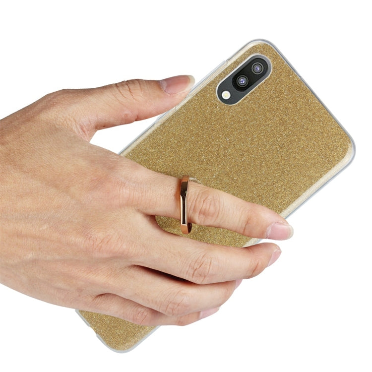 Glittery Powder Shockproof TPU Protective Case for Galaxy M10, with 360 Degree Rotation Ring Holder