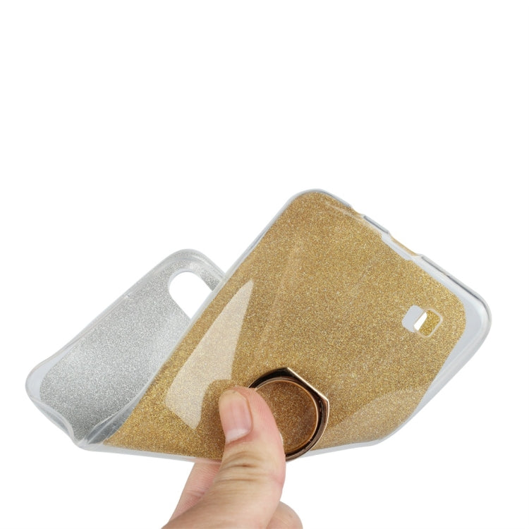 Glittery Powder Shockproof TPU Protective Case for Galaxy M10, with 360 Degree Rotation Ring Holder