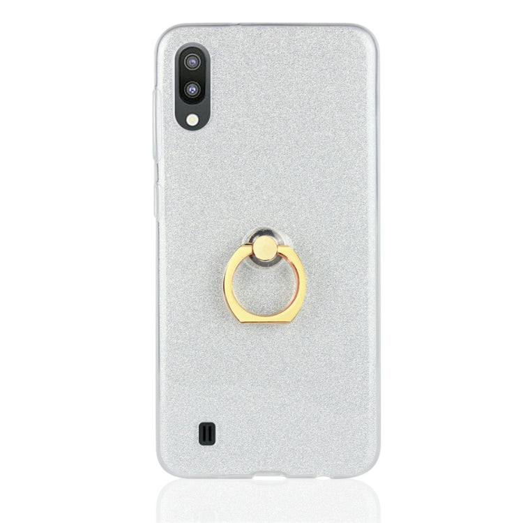 Glittery Powder Shockproof TPU Protective Case for Galaxy M10, with 360 Degree Rotation Ring Holder
