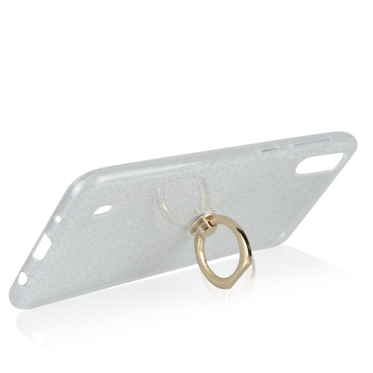 Glittery Powder Shockproof TPU Protective Case for Galaxy M10, with 360 Degree Rotation Ring Holder