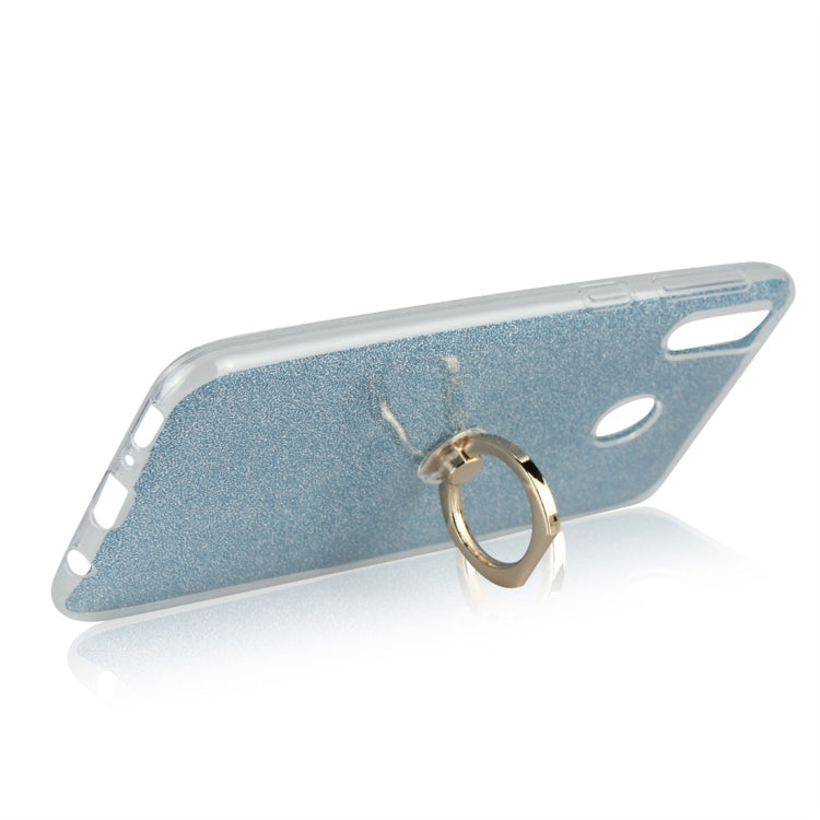 Glittery Powder Shockproof TPU Protective Case for Galaxy M20, with 360 Degree Rotation Ring Holder