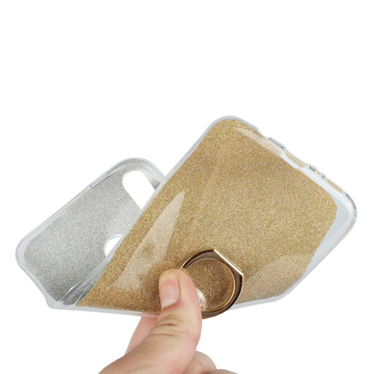 Glittery Powder Shockproof TPU Protective Case for Galaxy M20, with 360 Degree Rotation Ring Holder